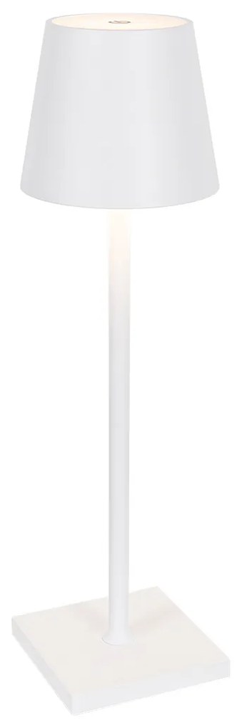 Candeeiro de mesa exterior branco com LED e dimmer tátil recarregável - Jackson Design