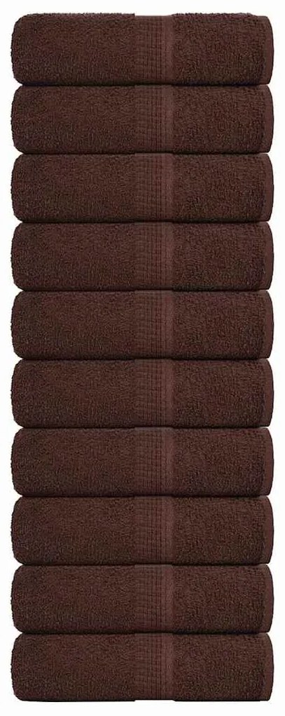 vidaXL Toalhas de mãos 10 pcs 30x30 cm 360 gsm 100% algodão castanho