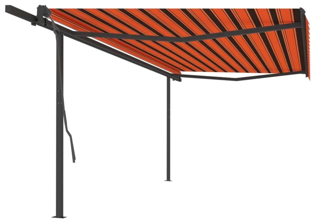 vidaXL Toldo retrátil manual com postes 5x3 m laranja e castanho