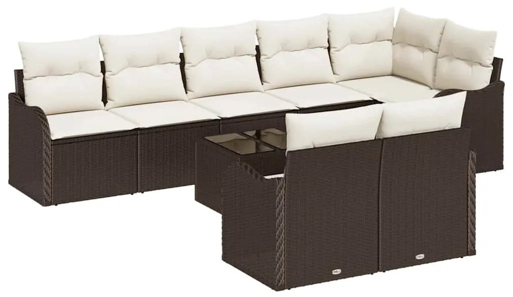 Conjunto de Sofás de Jardim de 8 Peças com Almofadas Cinzas em Rattan