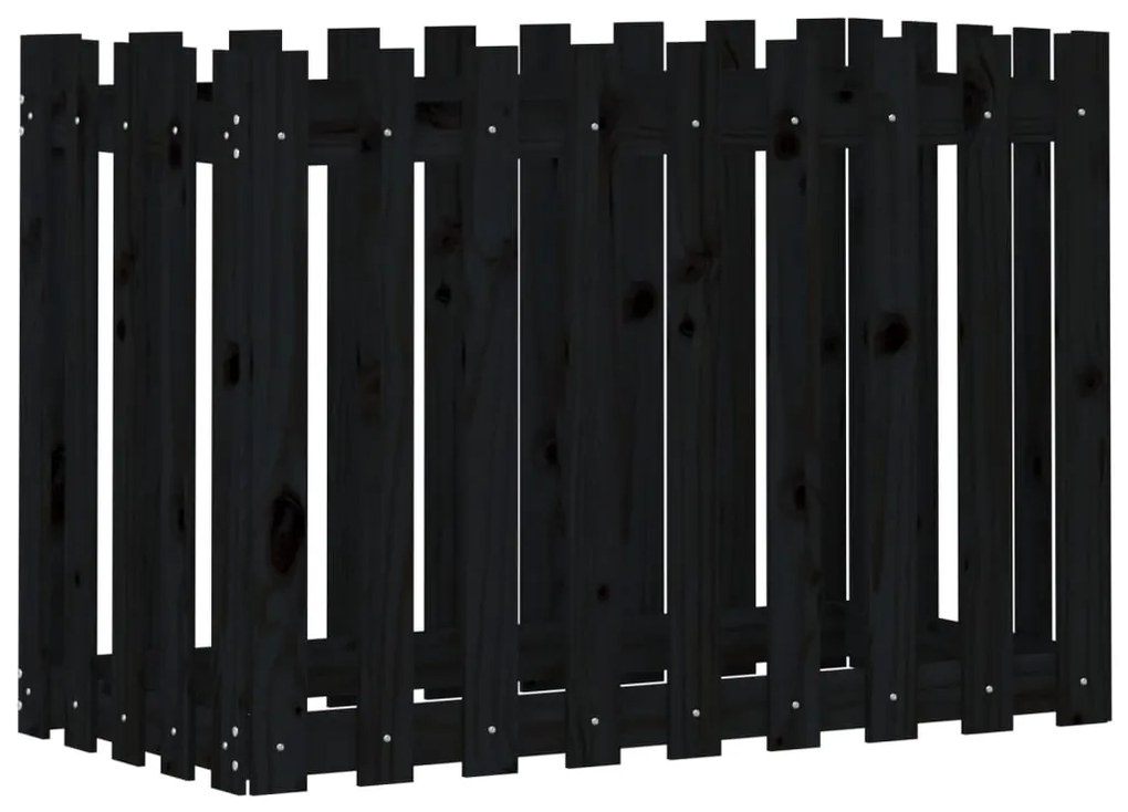 Canteiro elevado c/ design cerca 100x50x70cm pinho maciço preto