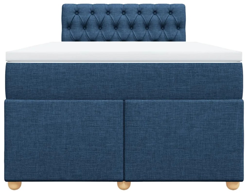 Cama boxspring com colchão 120x190 cm tecido azul