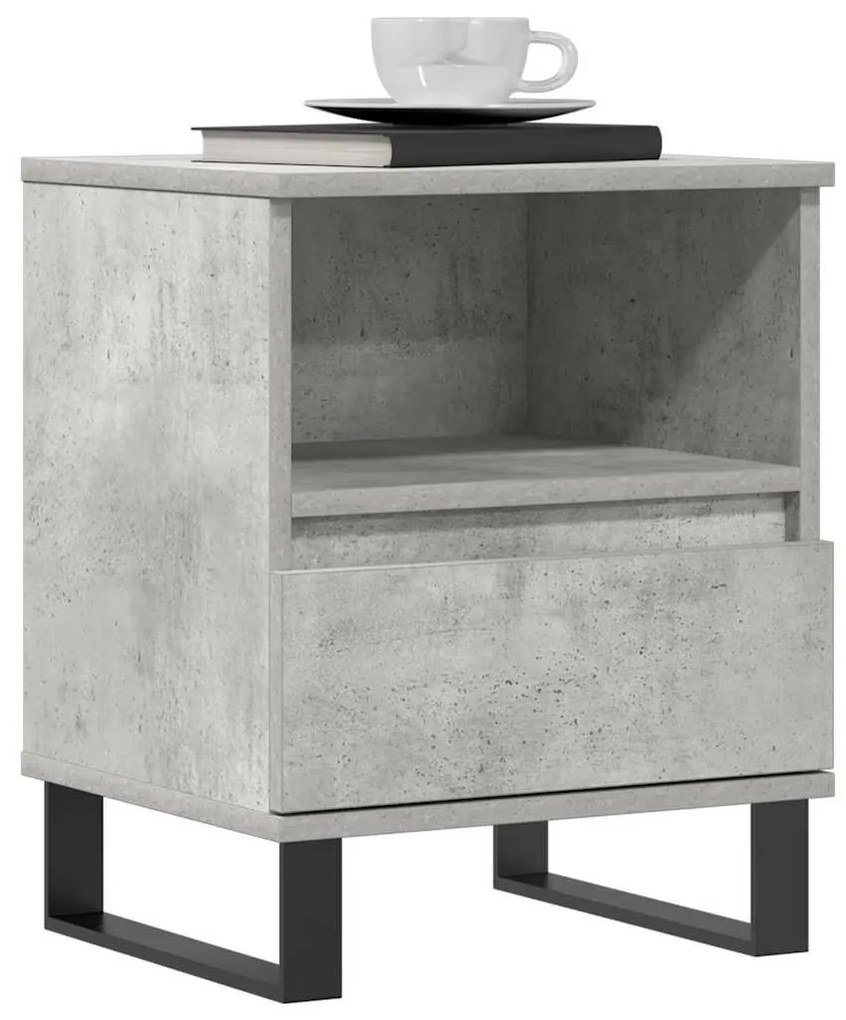 Mesa de cabeceira 40x35x50cm derivados madeira cinzento cimento