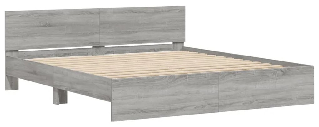 Estrutura de cama com cabeceira 200x200 cm cinzento sonoma