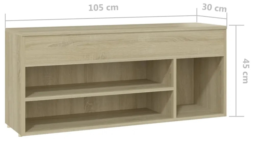 Banco sapateira 105x30x45 cm derivados madeira carvalho sonoma