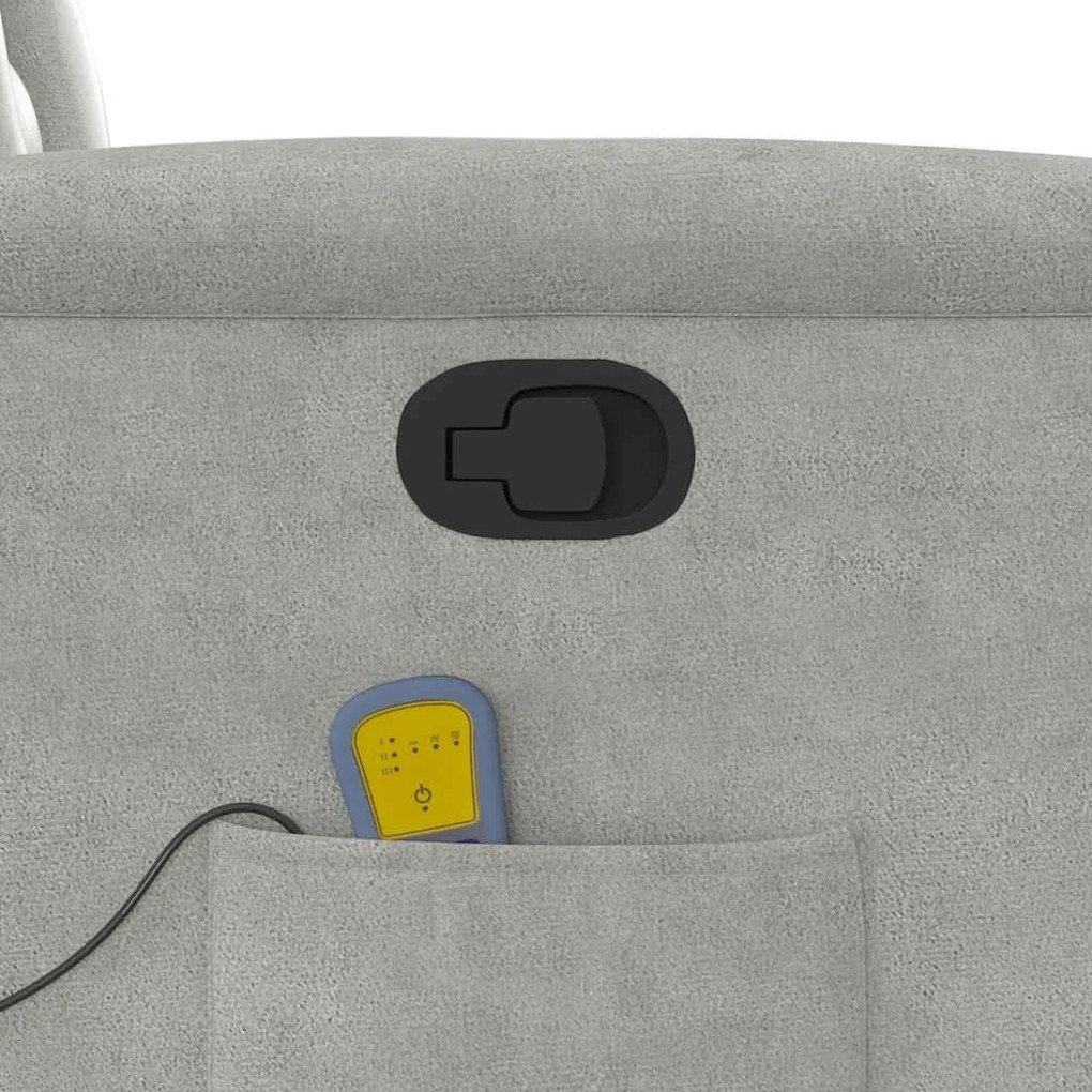 Poltrona de massagens reclinável tecido microfibra cinza-claro