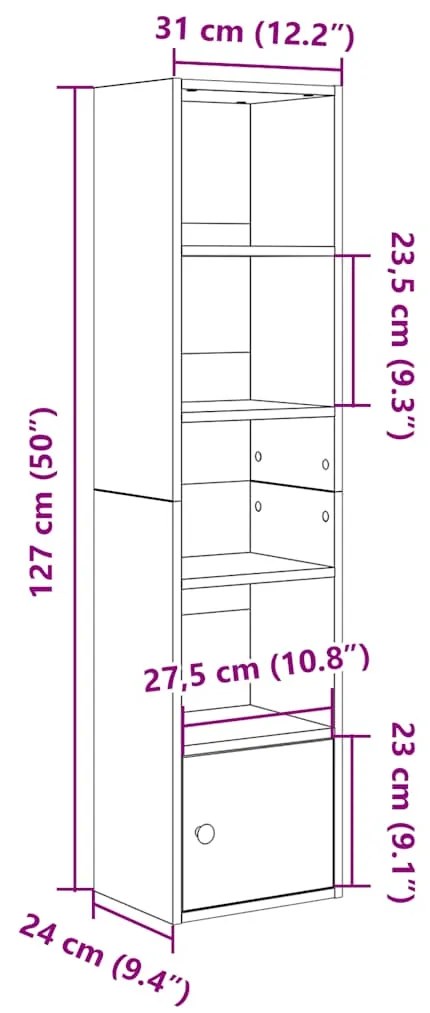 Estante 31x24x127 cm derivados de madeira branco