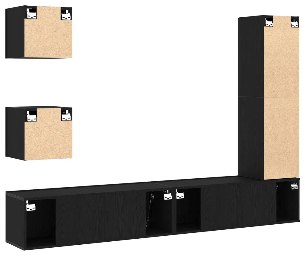 Conjunto de 6 Peças do Aparador de TV vidaXL Carvalho Preto Madeira En