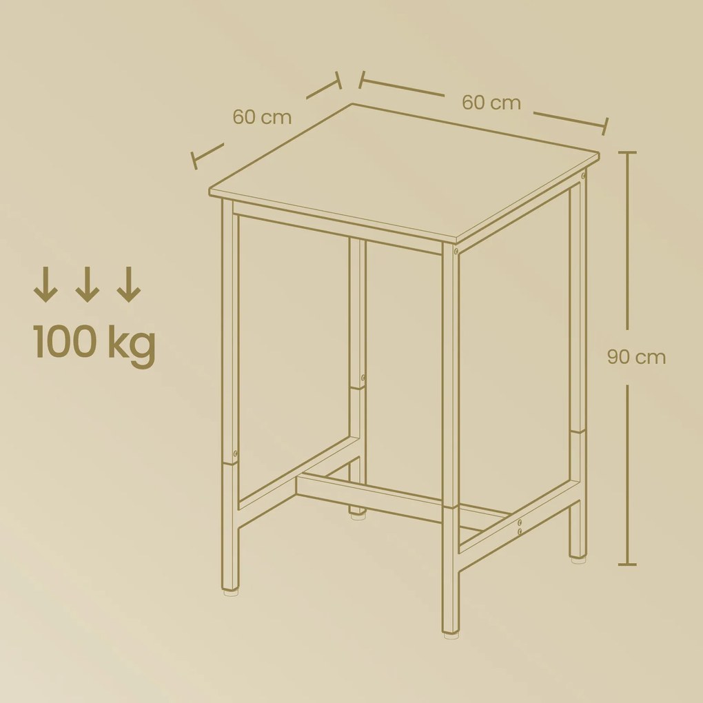 Mesa de bar, mesa de cozinha, mesa alta (BANCOS NÃO INCLUIDOS) 60 x 60 x 92 cm Bege carvalho + branco