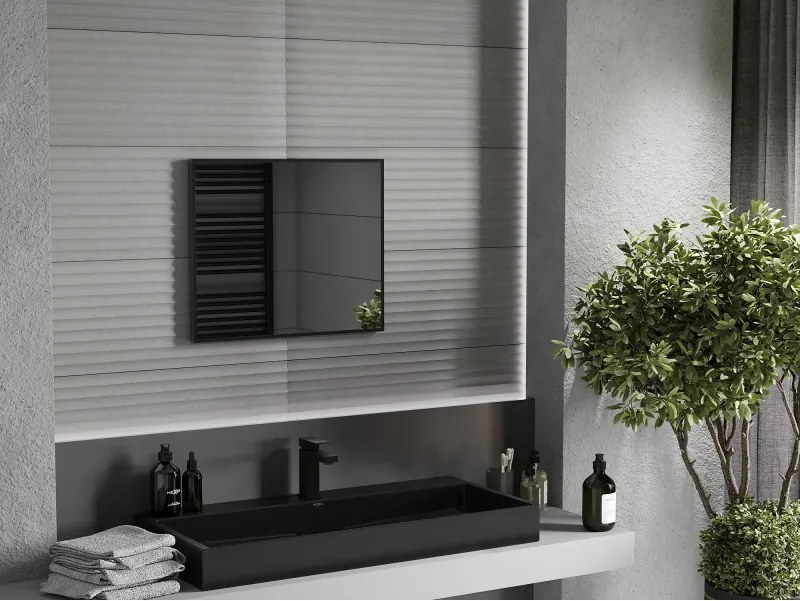 Mexen Loft espelho de casa de banho retangular 60 x 50 cm, moldura preta - 9852-060-050-000-70