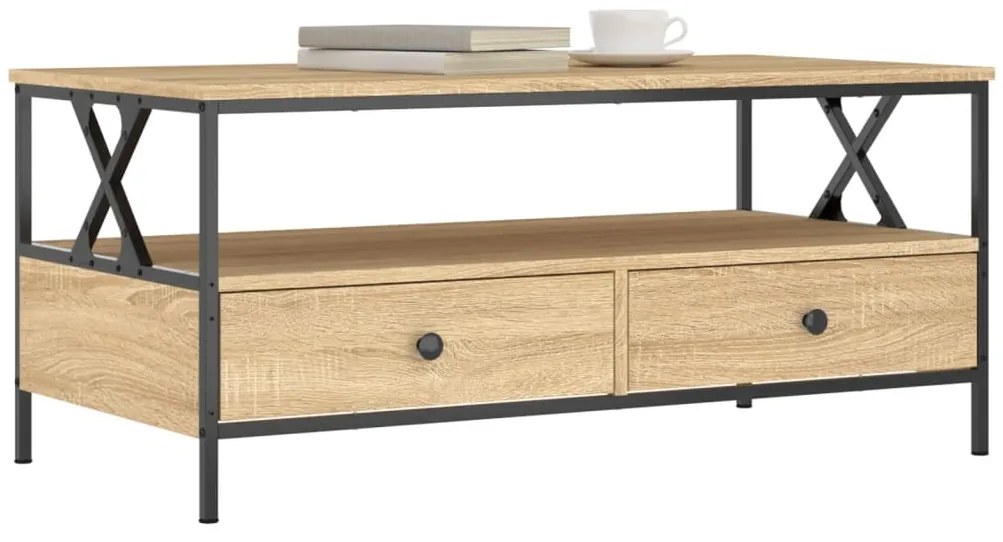Mesa de centro 100x51x45 cm derivados madeira carvalho sonoma