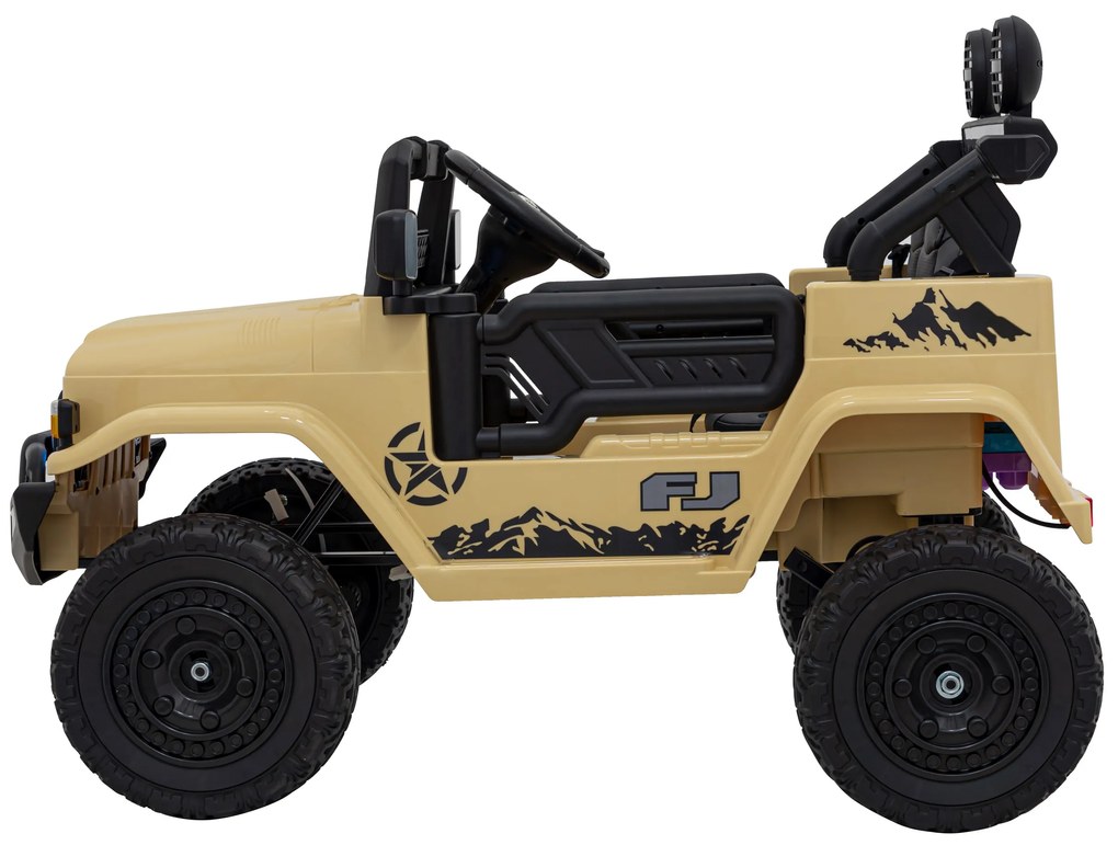 Jipe elétrico para Crianças Toyota FJ Cruiser 12V 4x4, Rodas Espuma EVA, Assentocouro ecológico Bege