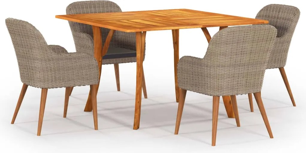 vidaXL 5 pcs conjunto de jantar para jardim castanho