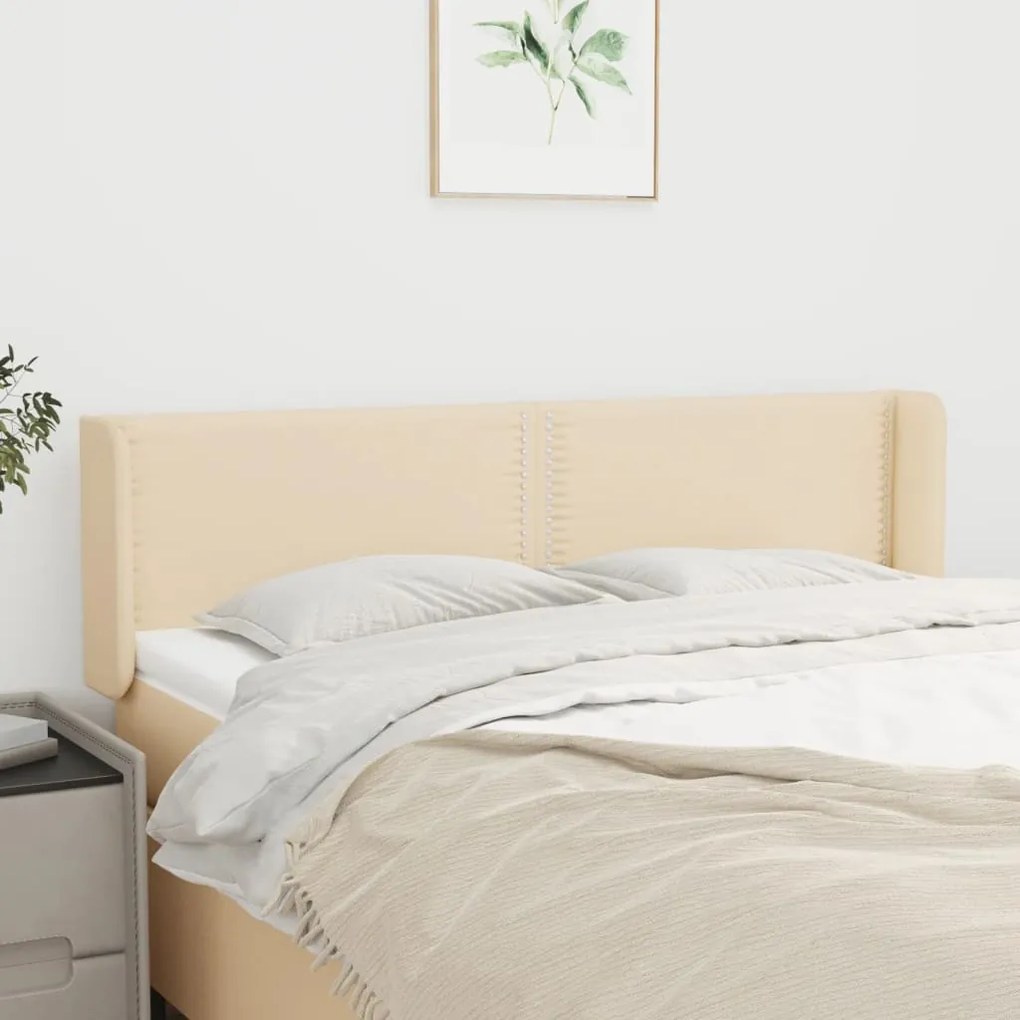 Cabeceira de cama c/ abas tecido 147x16x78/88 cm creme