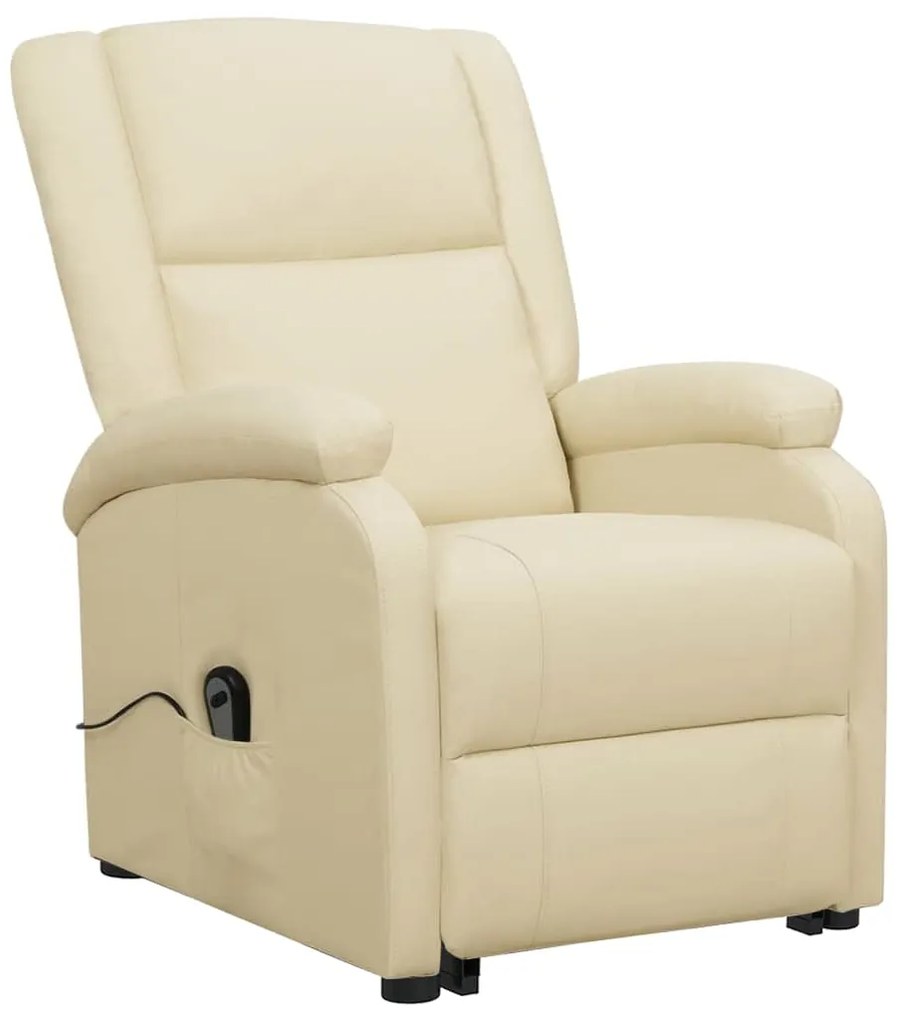 Poltrona elevatória couro artificial cor creme