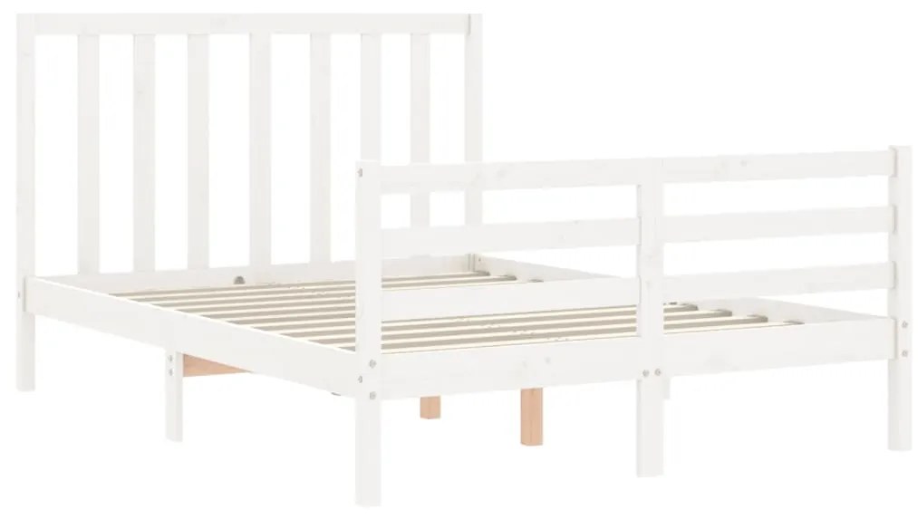 Estrutura de cama com cabeceira 140x200cm madeira maciça branco