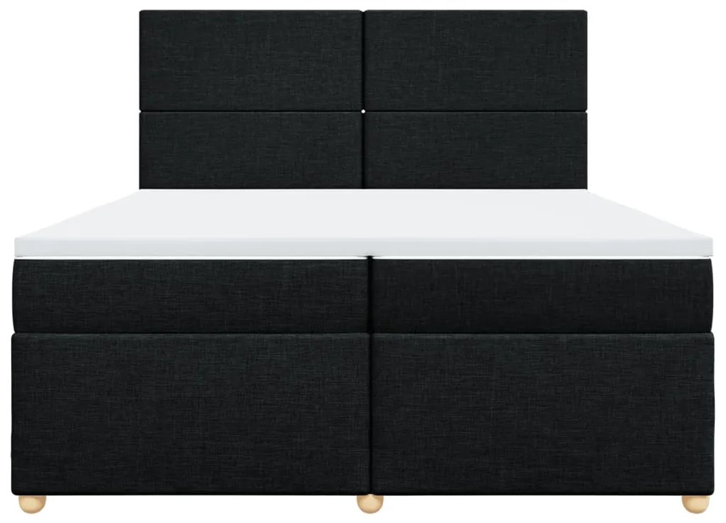 Cama com molas/colchão 200x200 cm tecido preto