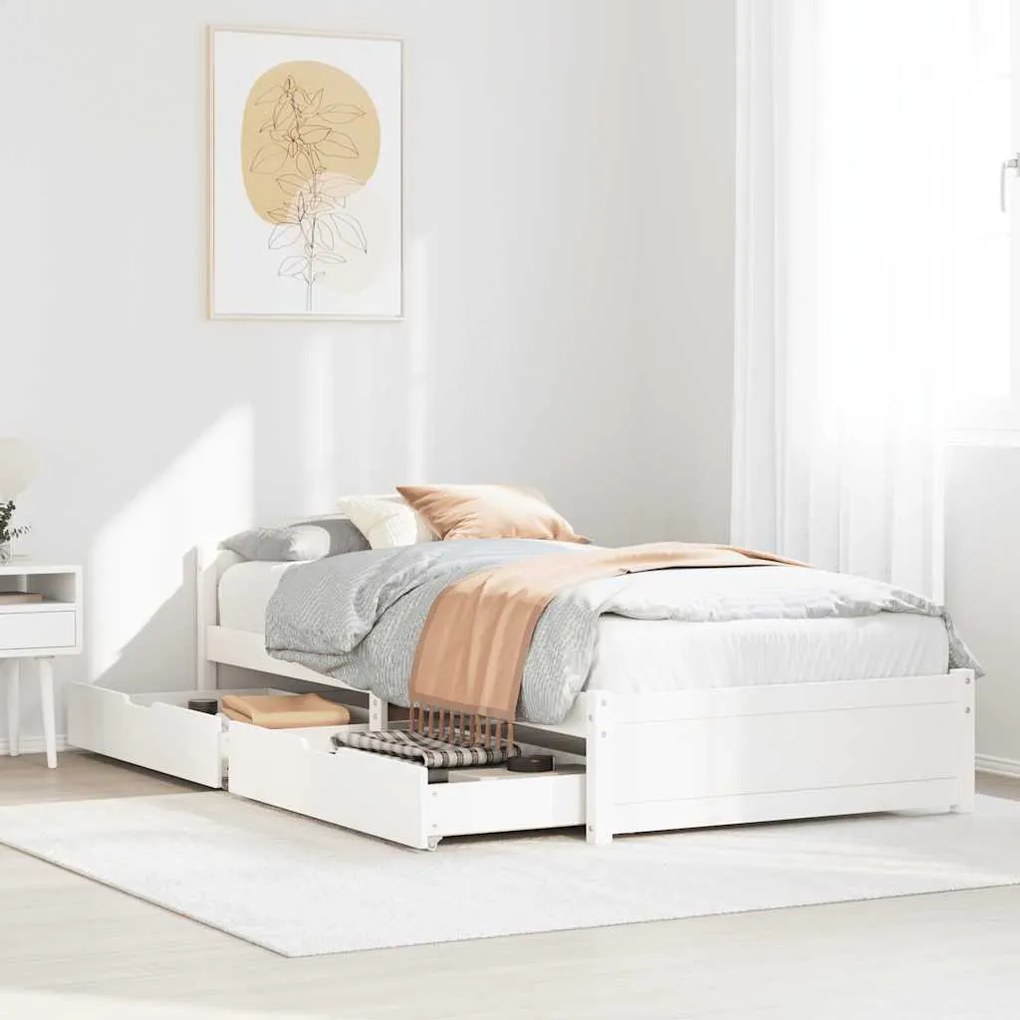vidaXL Cama sem colchão 90x200 cm madeira de pinho maciça branco