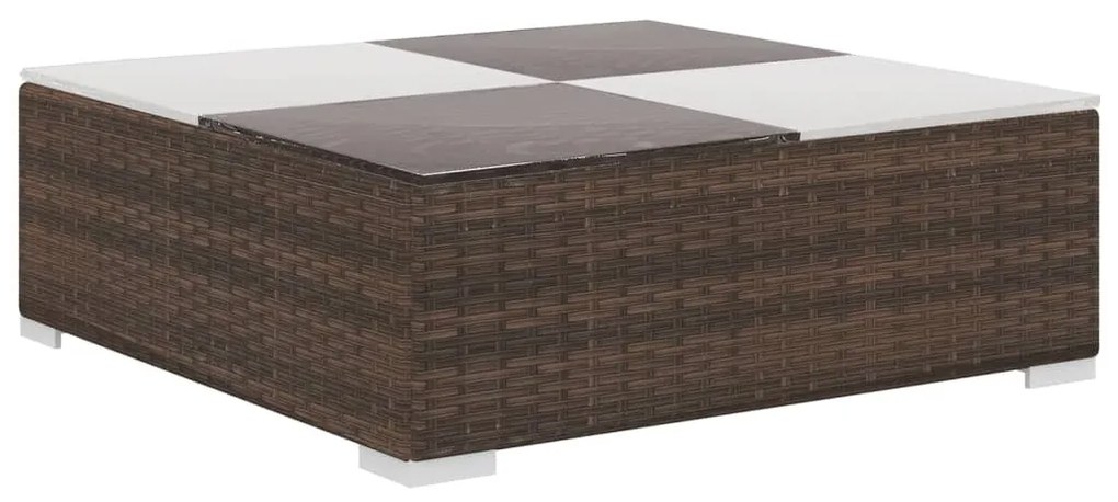 6 pcs conjunto lounge jardim c/ almofadões vime PE castanho