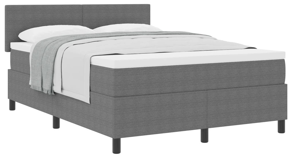 Cama Box Spring com Colchão Cinza Claro 140x200 cm Tecido de Veludo