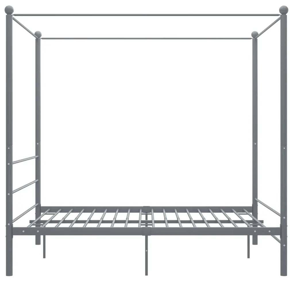 Estrutura de cama com dossel 160x200 cm metal cinzento