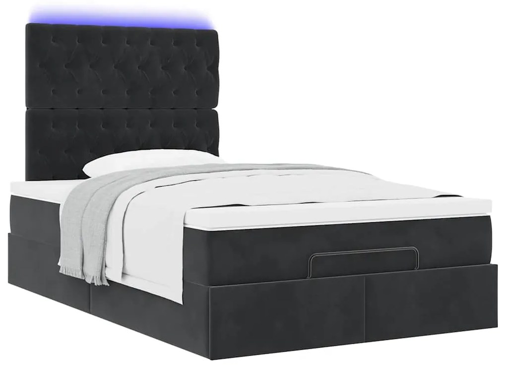 Estrutura de cama otomana com colchões 120x200 cm veludo preto