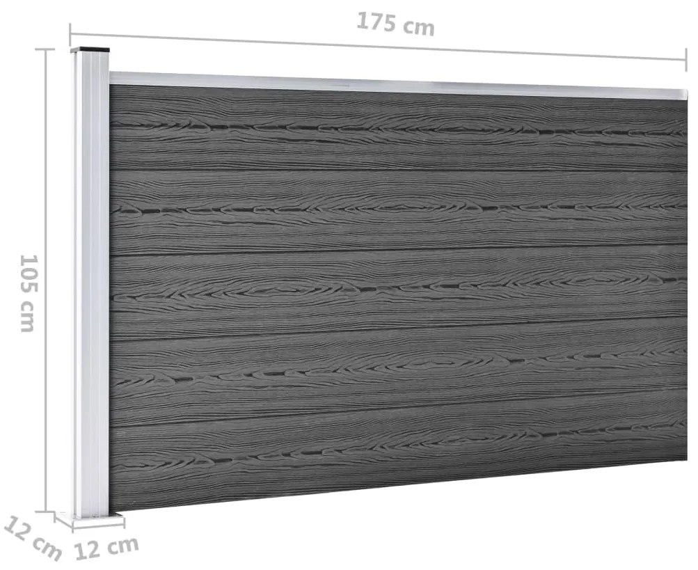 Conjunto de painéis de vedação WPC 353x105 cm preto