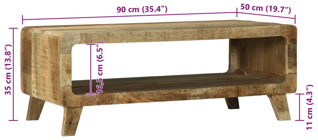 Mesa de café 90x50x35 cm Madeira de Mangueira Maciça