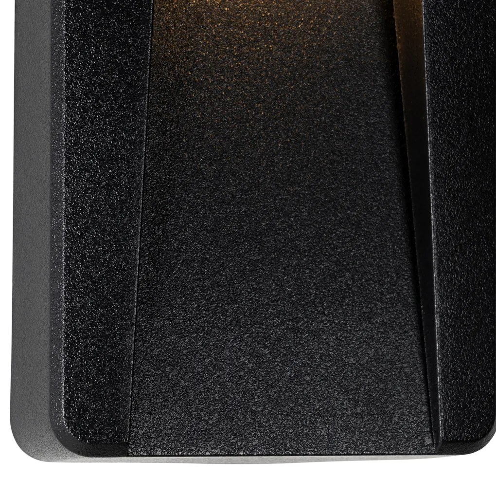 Conjunto de 6 Candeeiros de Parede Exteriores Retangulares Pretos com LED IP65 - Gem Moderno