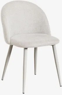 Pack De 2 Cadeiras De Jantar Estofadas E Em Aço Kana Toupeira Claro & Tecido Branco Quebrado & Tecido - Sklum