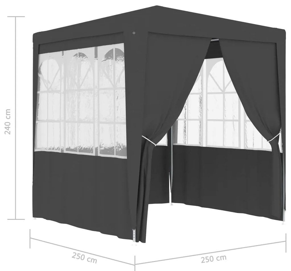 Tenda festas com paredes laterais 2,5x2,5m 90g/m² antracite