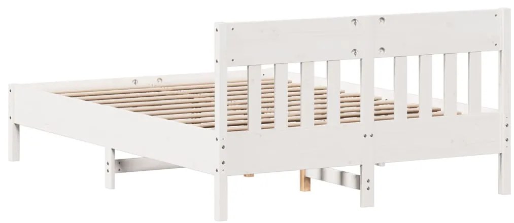 Cama sem colchão 120x200 cm madeira de pinho maciça branco