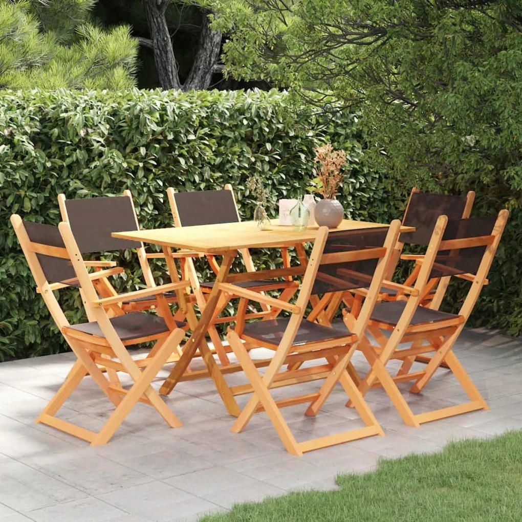 3086959 vidaXL 7pcs conjunto de jantar exterior madeira eucalipto maciça preto