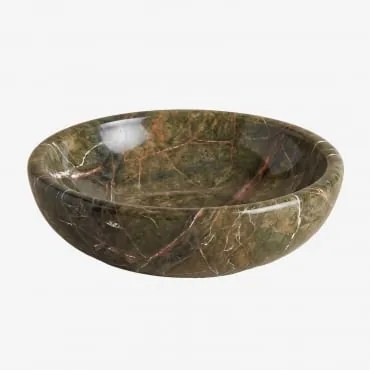 Lavabo Redondo Ø40 Cm Em Pedra Natural Eskel Mármore Verde Forest - Sklum