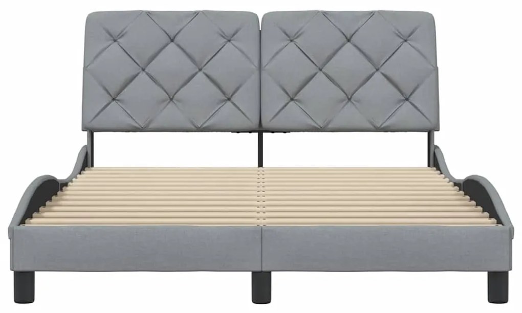 Estrutura de cama sem colchão 140x190 cm tecido cinzento-claro