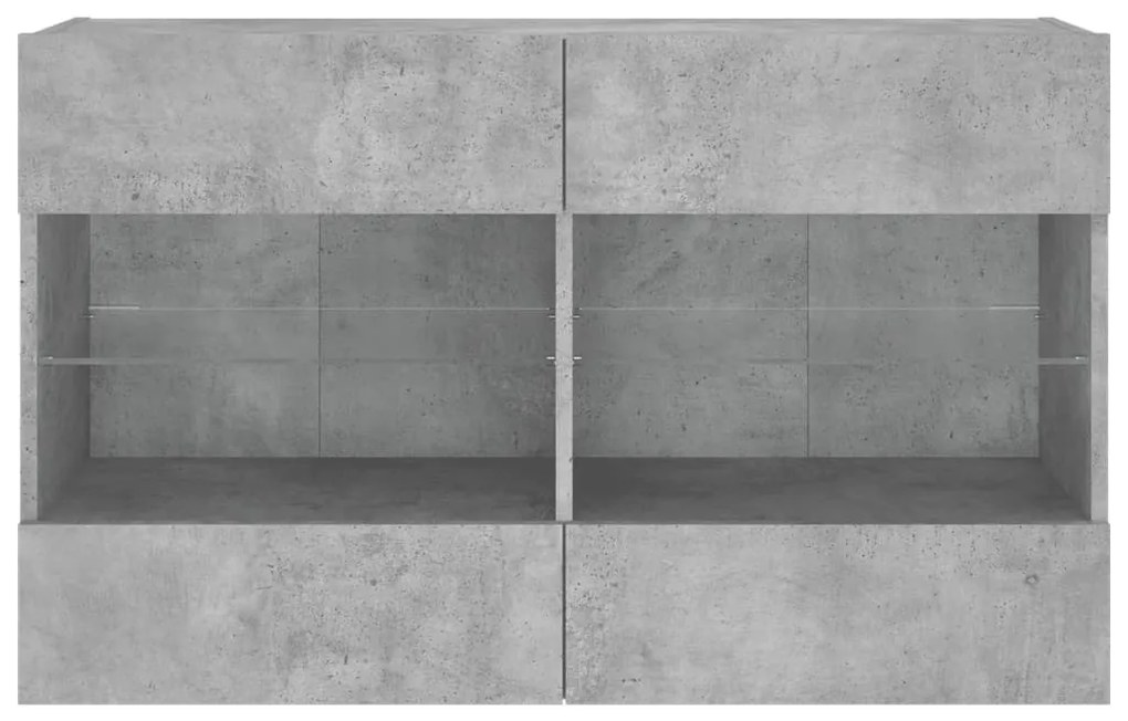 Móvel parede p/ TV c/ luzes LED 98,5x30x60,5 cm cinza cimento