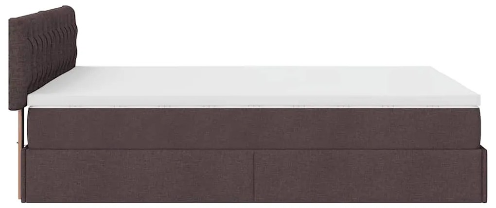 Cama otomana com colchão 140x190 cm tecido castanho escuro