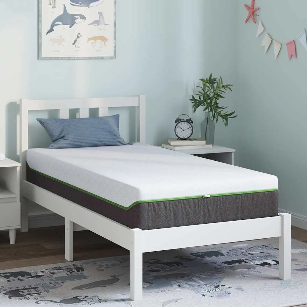 vidaXL Colchão Branco e Cinza 80 x 160 cm Tecido Jacquard