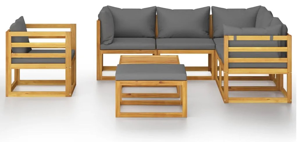 8 pcs conjunto lounge de jardim com almofadões acácia maciça