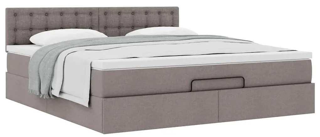 Estrutura de cama otomana com colchão tecido cinzento 160x200cm