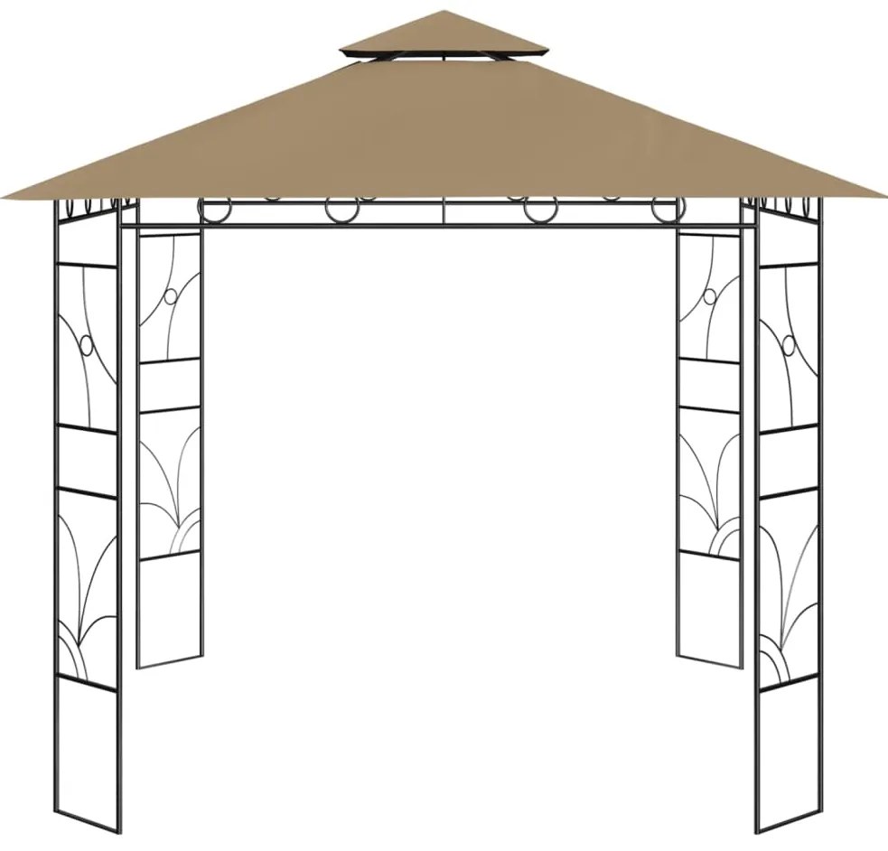 Gazebo 3x3x2,7 m 160 g/m² cinzento-acastanhado