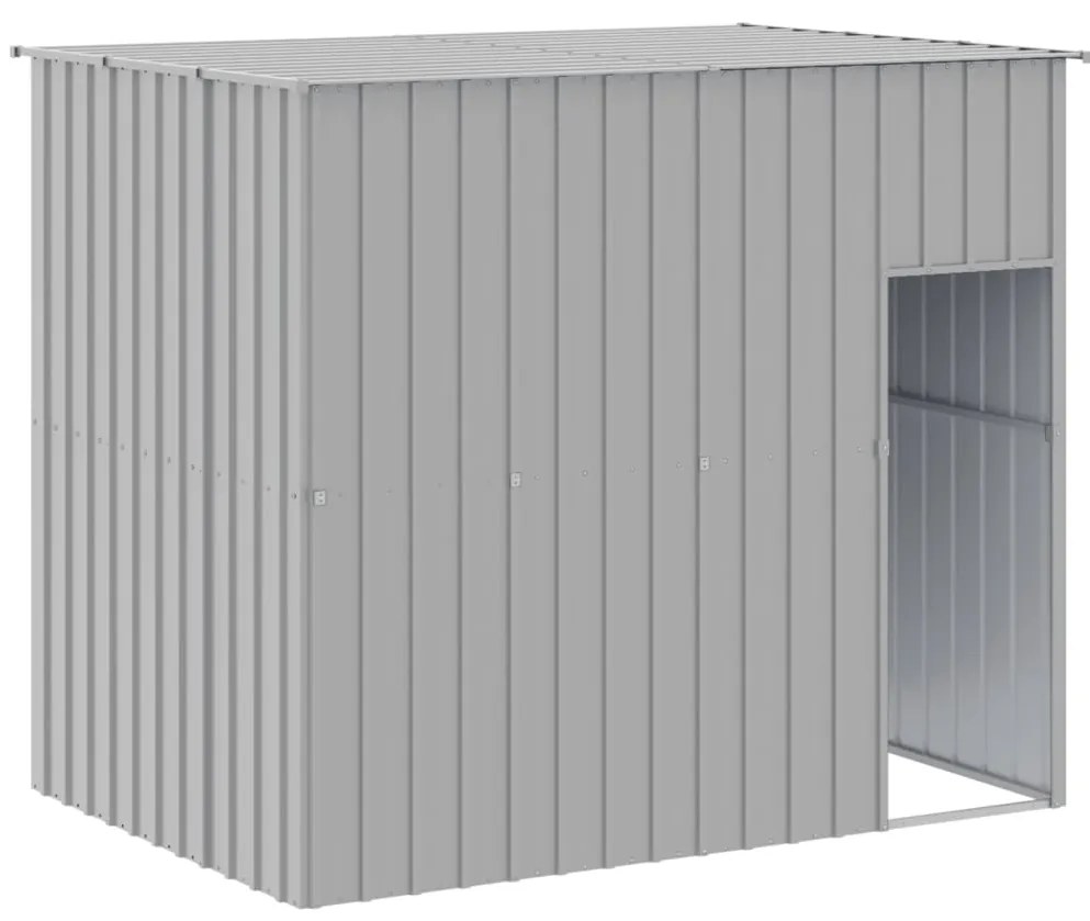 Casota cães c/ parque 214x661x181 cm aço galvaniz. cinza-claro