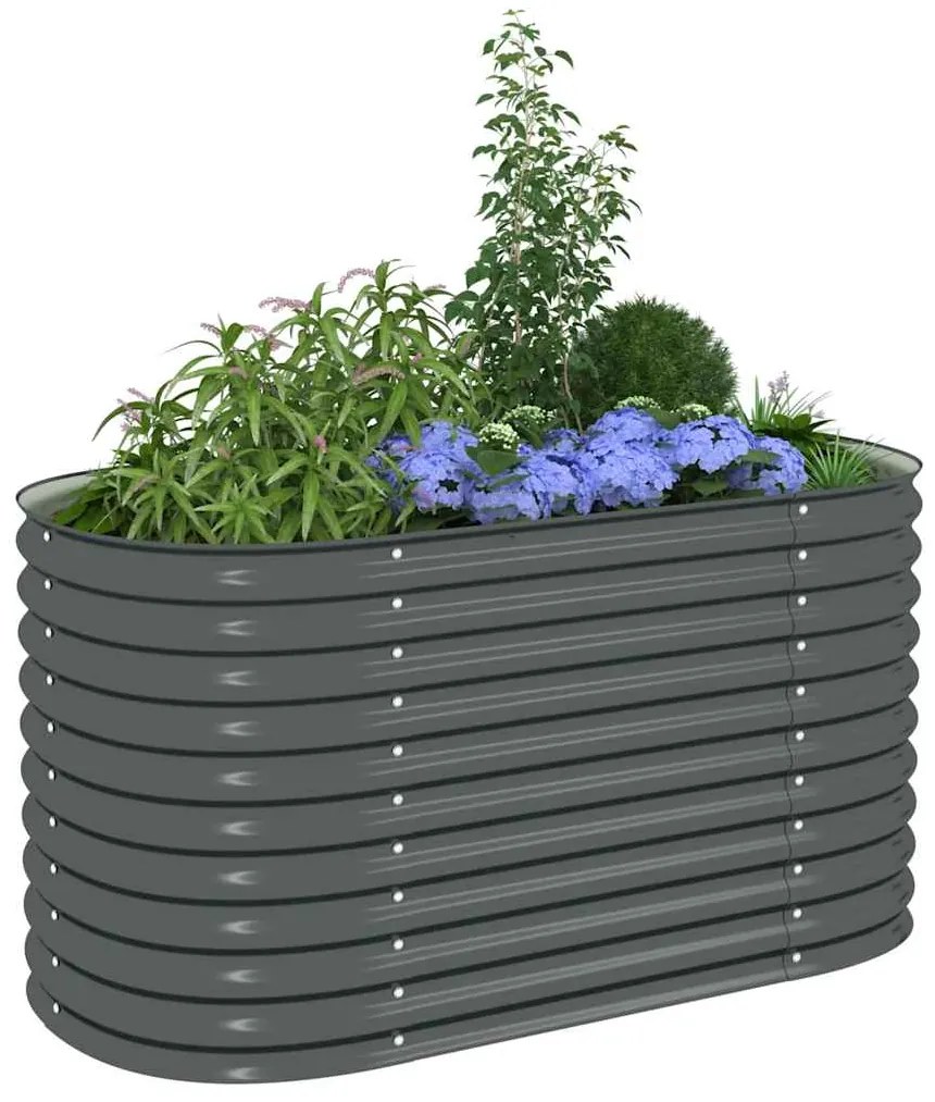 Canteiro elevado de jardim aço galvanizado 160x80x81cm cinzento