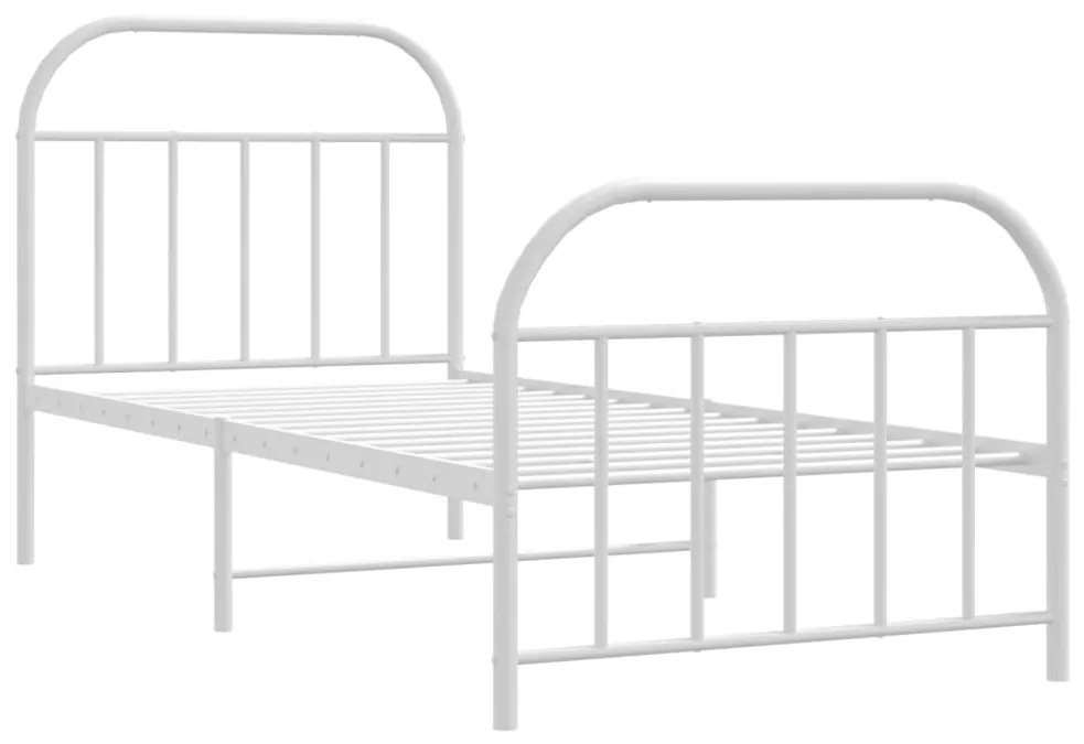 Estrutura de cama com cabeceira e pés 90x200 cm metal branco