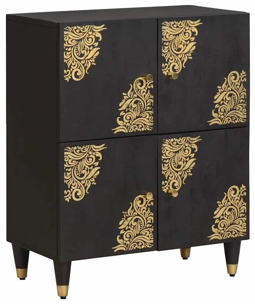 vidaXL Buffet com porta Preto 60 x 33 x 75 cm Madeira de manga maciça