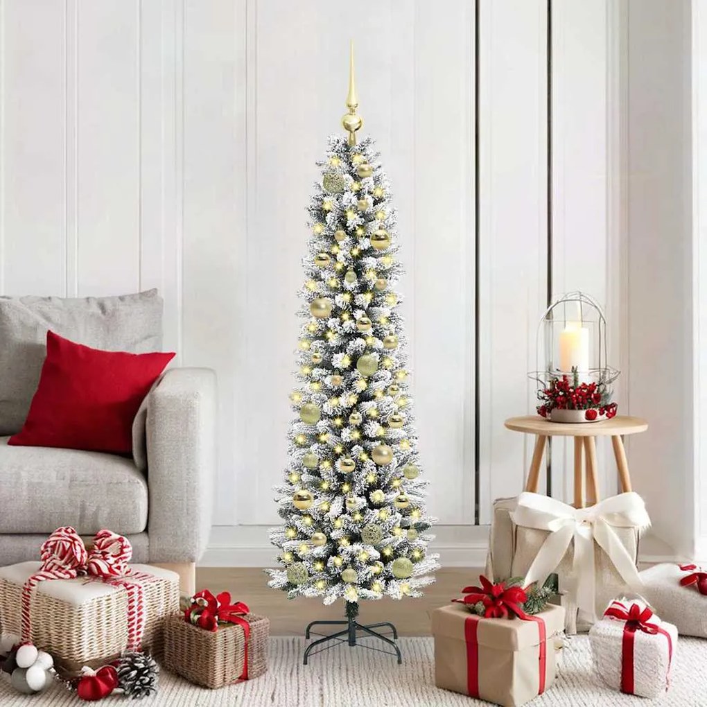 vidaXL Árvore de Natal Artificial com 150 LEDs Verde e branco 150 cm