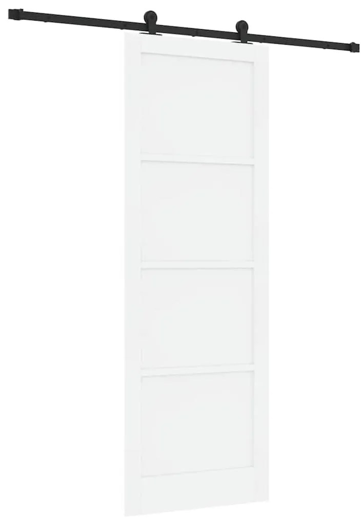 Porta de Correr com Conjunto de Hardware Branca 83x232 cm Madeira Sóli