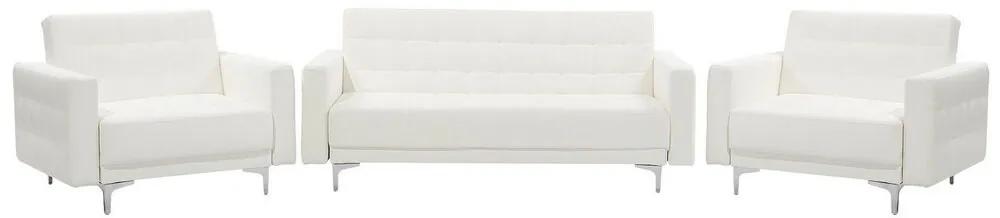 Conjunto de sofás reclináveis com 5 lugares em pele sintética branca ABERDEEN Beliani