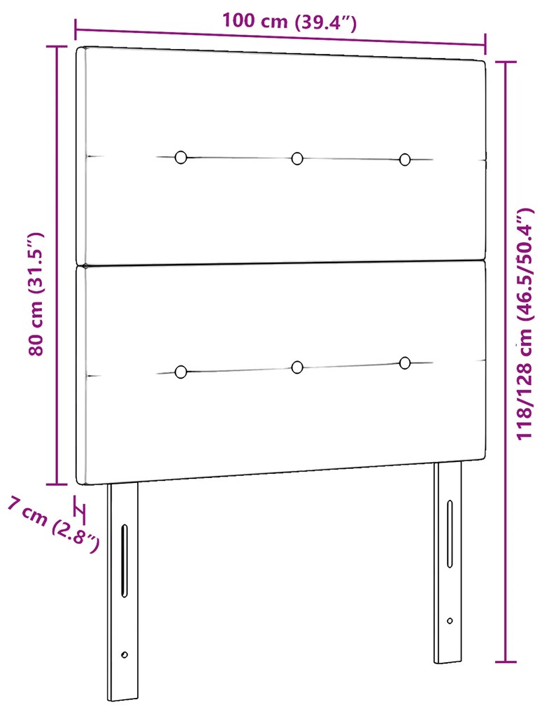Cabeceira vidaXL Botão Almofadada Taupe 100 cm Tecido