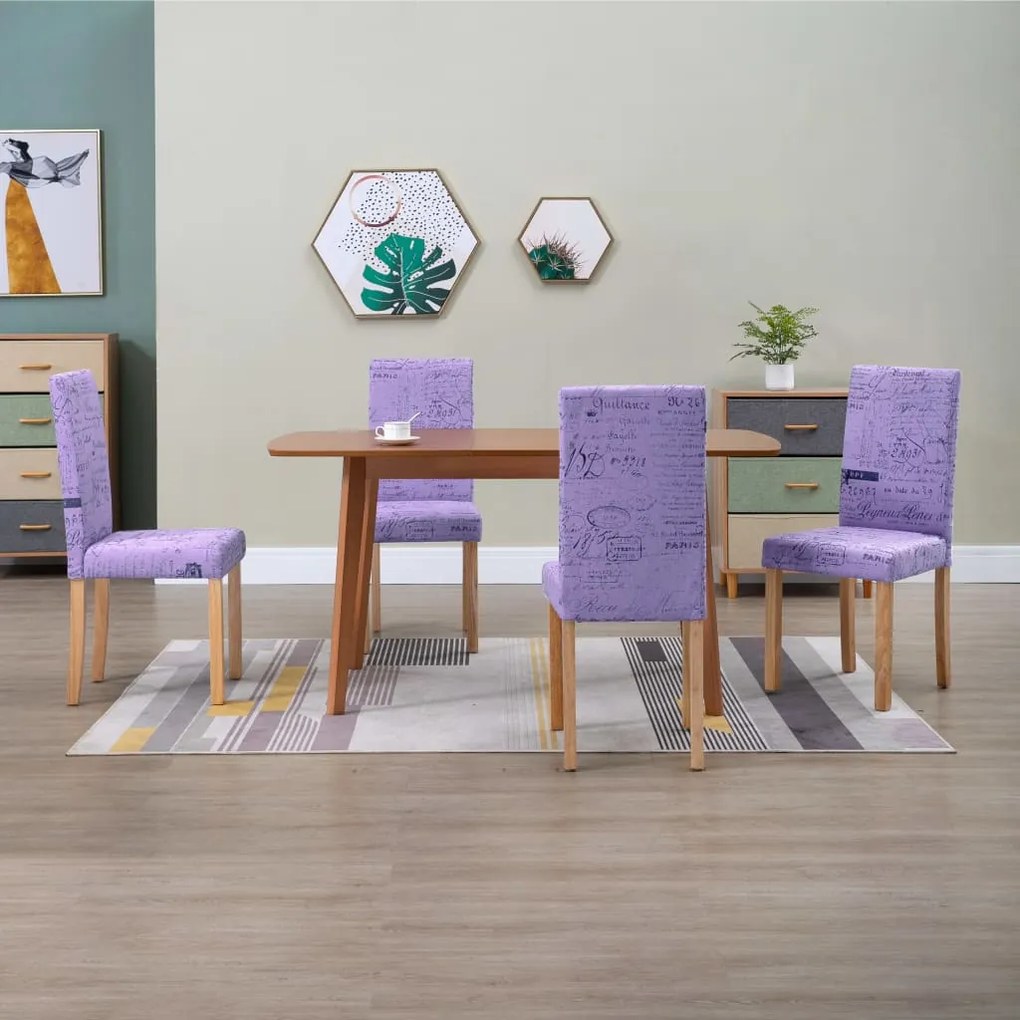 vidaXL Cadeiras de jantar 4 pcs tecido roxo
